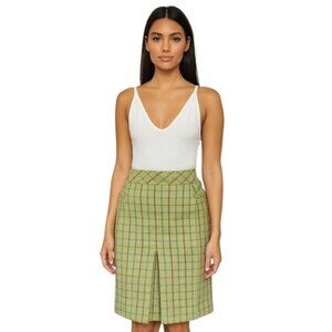 Ann Taylor LOFT Pleated Front Knee Length Plaid Skirt